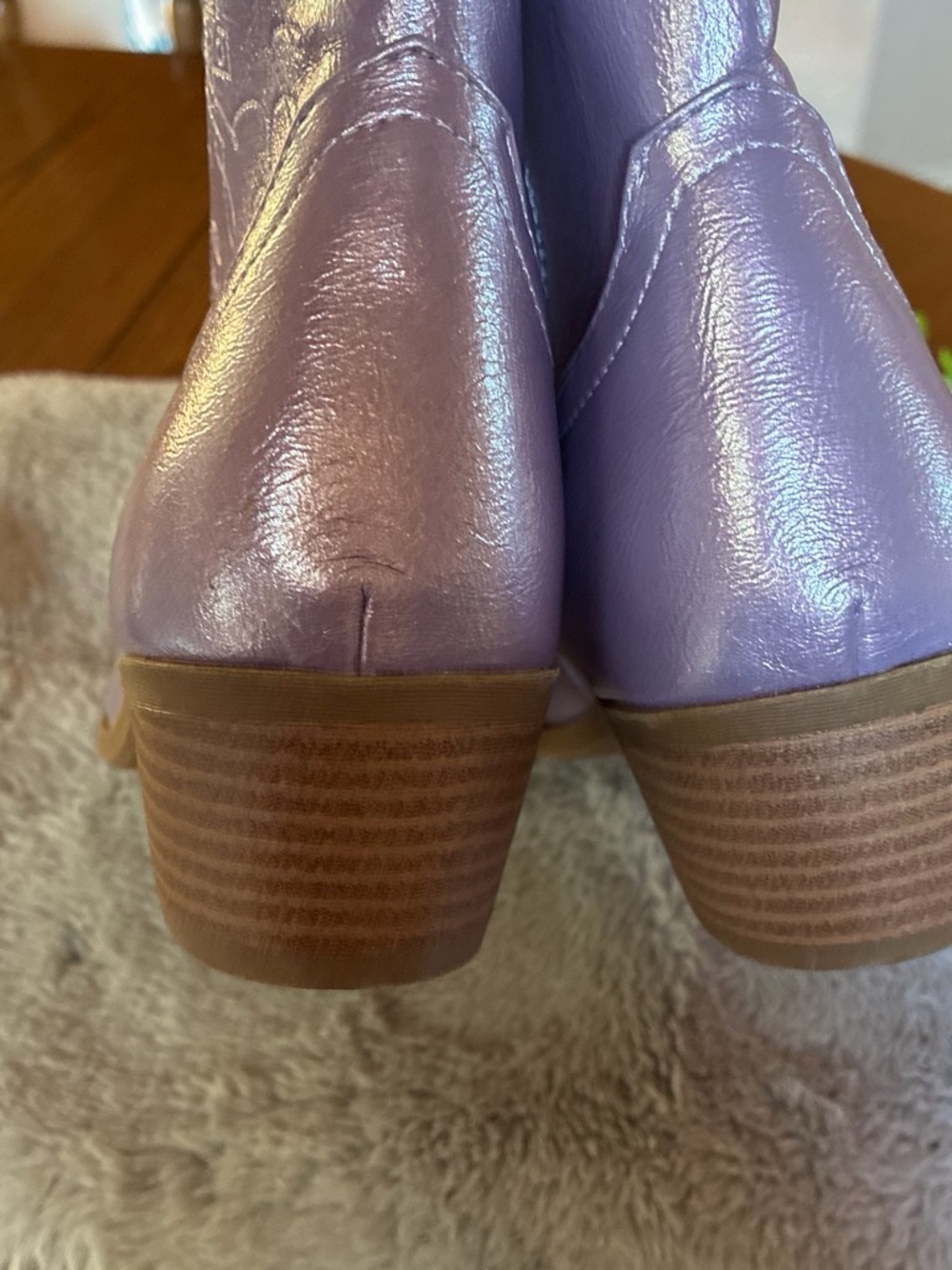 Women's Lavender Shimmer Western Ankle Boots - Picture 5 of 8